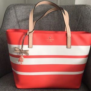 NWT Kate Spade white / orange stripes handbag